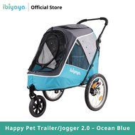 Ibiyaya Happy Pet Trailer/Jogger 2.0 – Ocean Blue  รถเข็นสุนัข แบบ3ล้อ รับน้ำหนักได้ 30 Kg.  สีฟ้า