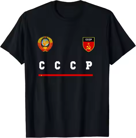 CCCP Sport Soccer Jersey Tee Flag Football Poccnr T-Shirt Short Sleeve Casual 100% Cotton Shirt