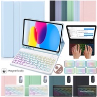 For iPad 10th Generation 10.9 inch 2022 Smart Leather Case With RGB Bluetooth Wireless Keyboard Cover Mouse