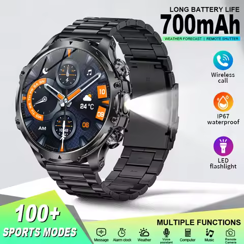 LIGE Men Outdoors Sports Smart Watch AK75 Flashlight 700mah Large Battery Bluetooth Calling LED Ligh