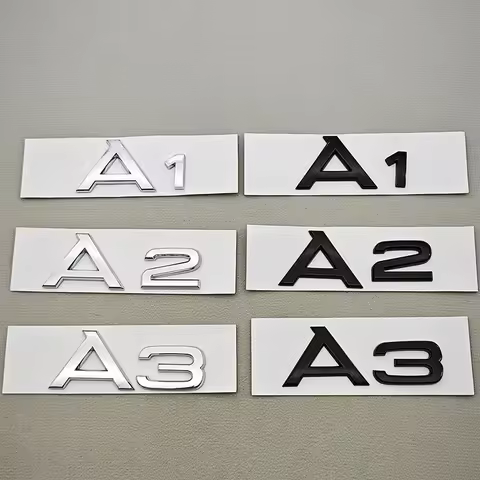 ABS Chrome Black Car Letters Rear Trunk Badge Sticker Logo A1 A2 A3 Emblem Decals For Audi A1 A2 A3 