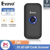 【Hot sale &amp; Local stocks &amp; 1~3 days delivery】Eyoyo Mini 1D ไร้สาย2.4G เครื่องสแกนบาร์โค้ด 2D 3in1 Barcode Scanner ผ่าน USB บลูทูธเชื่อมต่อแบบมีสาย QR บาร์โค้ดสแกนเนอร์สำหรับที่ชาร์จยูเอสบีipad iPhone แท็บเล็ต POS เกื้อหนุนหน้าต่าง XP PCAndroidIOS
