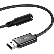 DUKABEL USB to 3.5mm Jack Audio Adapter, USB to Aux Cable with TRRS 4-Pole Mic-Supported USB to Head