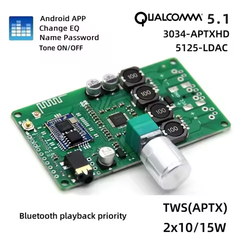 APP change name password EQ Bluetooth 5.1 Qualcomm LDAC QCC5125 APTXHD QCC3034 knob AUX pair box TWS