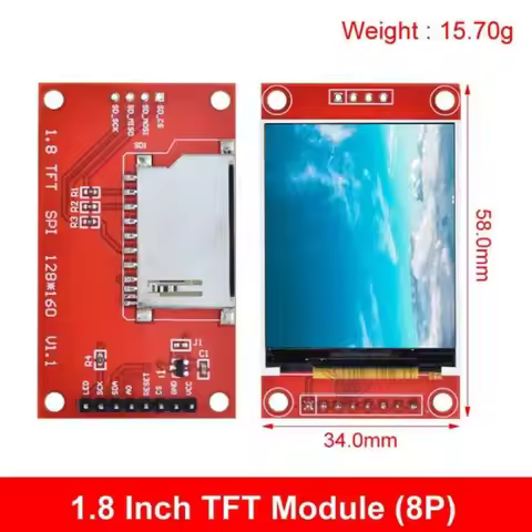 【1.8 Inch TFT LCD Module LCD Screen Module ST7735 SPI Serial 51 Drivers 4 IO Driver TFT Resolution 1