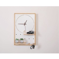 I9EK Electric Meter Box Decorative Painting with Clock ins Style Solid Wood Home Hole Board Hollow D