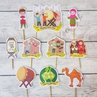 Cake Topper Idul Fitri no.2 Ramadan Eid Mubarak Lebaran Cupcake Pudding Cake Decoration 1 set