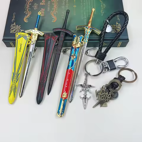 3 Color Excalibur Sword Model Keychain Fate/stay Night Anime Saber Sword with Logo Pendant Artware K