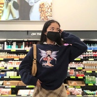 - - BETTY BOOP FAIRY NAVY SWEATER - Y2K SWEATER - OVERSIZED SWEATER - Y2K STYLE - AESTHETIC OUTFIT