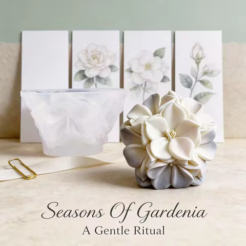 3D Gardenia Bloom Silicone Candle Molds , Crisp Petal Relief, Flexible For Hand Poured Wax Crafts
