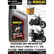 PACKAGE SET - MFORCE OIL MA2 FULLY 10W-40 ENGINE OIL 1L x 4 + OIL FILTER FOR MBP C1002V / T1002VX MF