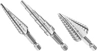 BOSCH IMSDC003 3-Piece Assorted Set High-Speed Steel Impact Tough Turbo Step Drill Bits Ideal for Cordless Drilling Applications in Thin Gauge Metal, Wood, Plastic, PVC