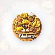 Edinburgh Food Platter Fridge Magnet - 3D Scottish Souvenir Haggis & Shortbread Decor Unique UK Culi