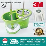 [SG Ready Stock] [SG Ready Stock] 3M Scotch-Brite 360° Dual Spin Mop Bucket Set with Microfiber Mop 
