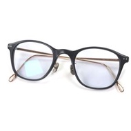 EYEVAN 7285 551 鈦金屬威靈頓太陽眼鏡，霧面黑色鏡框，粉金色鏡片，藍色鏡片，尺寸 47□22-145，狀況極佳，包含防塵袋和眼鏡盒，日本製造。