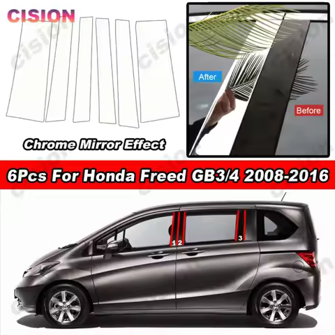 Glossy Chrome Mirror Effect Car Door Window Center Middle B C Pillars Post Column Cover Trim PC Stic