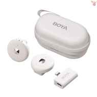 BOYA Omic-D-W Wireless Microphone System with 1 Receiver + 2 Transmitters + 1 Charging Box 50M Transmission Range Built-in Battery Replacement for iPhone 14/13/ Came-0306