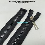 125 cm Vislon Black Silver Dot Zipper Open-End Set Model for Abaya Dress Code BSB