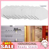 [CITI] 12Pcs Hexagonal Self Adhesive Mirror Effect Wall Sticker Living Room Decal Decor