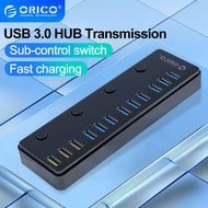 ORICO 12 Port USB3.0 Hub Splitter with Individual Switch 12V 5A Power Adapter for PC Laptop