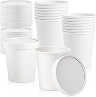 Tczecoo Pack of 25 Soup Cups to Go with Lid, 16 oz Cardboard Food Cups, Ice Cream Cups, Cardboard So