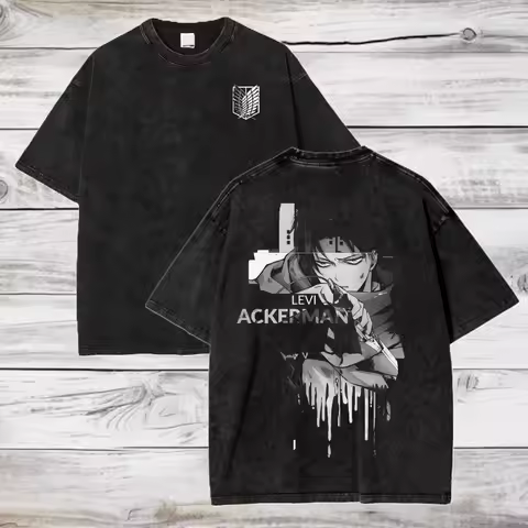 Attack on Titan Levi Ackerman Oversized Acid Wash T-Shirt