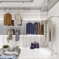 Clothes Wall Clothing Store Hanging Display Rack Stainless Steel Store Shelf Wall-Mounted Rack Corne