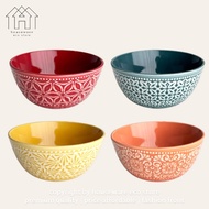 Bohemian Style Rice Bowl Soup Bowl Porcelain Bowl Ceramic Bowl Dinnerware Mangkuk Salad Bowl 陶瓷碗