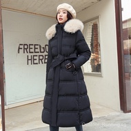 [In Stock] Korean Dongdaemun Autumn Winter New Large Fur Collar Mid-Length Slim Fit Slimming Down Co