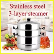 ♞,♘3 Layer Stainless Steamer (28cm) 3 Layer Steamer Siomai &amp; Siopao Steamer Stainless Steel Cooking