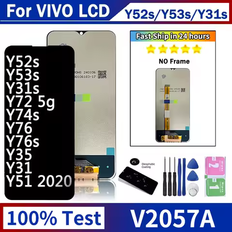 6.58”IPS For Vivo Y52s Y53s Y31s Y72 5g Y74s Y76 Y76s Y35 Y31 Y51 2020 LCD Display Touch Screen Digi