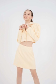 Double y – Dermato set dress ชุดเซ็ทเสื้อกระโปรง สี butter