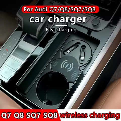 For Audi Q7 Q8 SQ7 SQ8 Car Wireless Charging Charger Cigarette Lighter Splitter Fast Charging QI QC3