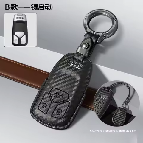 For Audi A4L A5 Q7 TT TTS A3 A4 B9 A6 A7 4K A8 E-tron Q5 Q8 C8 D5 SQ8 Car Keychain keyring Carbon fi