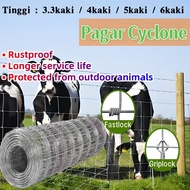 Pagar Cyclone 100 meter 4/5/6Kaki Fastlock Girplock Pagar Kambing Lembu Rusa Tinggi 50m Jaring Pagar