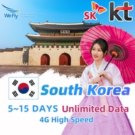 Wefly South Korea SIM card  5-15 Days High Speed Data + Unlimited Data SK KT Prepaid SIM card For travel  No call