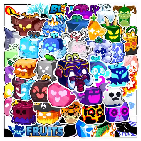 60Pcs Cartoon Blox Fruits Stickers Aesthetic Decals Luggage Skateboard Phone Laptop Car Wall Decorat