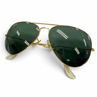 成色極佳 ▼Ray-Ban復古 L2846 飛行員 B&L Bausch & Lomb 水滴形雙樑眼鏡​​太陽眼鏡，金色淨CLEAR鏡片：綠色 6214 示範鏡片 男士