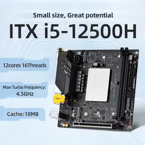 ERYING Mini ITX Motherboard CPU Combo with Interposer i5 12500H 12C16T DDR4 RAM LGA 1700 Upgrade PC 