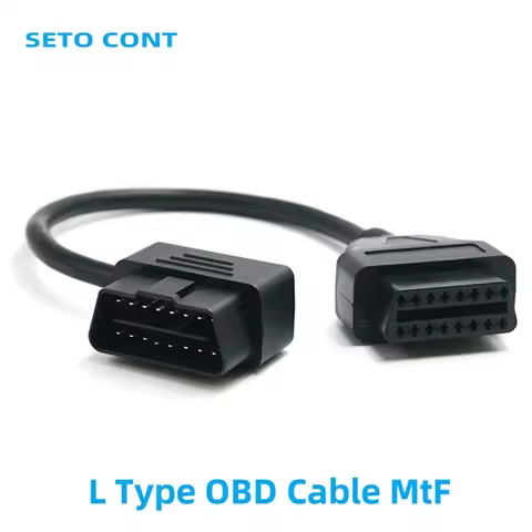 J1962 L Type Right Angle OBD Cable Male to Female 16 Pin 12V OBD2 Extension Cable OBDII Diagnostic A