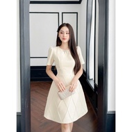 High quality black and white pleated tafta party dress 40-65KG bigsize stone tag round neck flared p