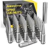 MIKKUPPA M14x1.5 Wheel Spike Lug Nuts, 32 PCS Chrome Spiked Lug Nuts 14mmx1.5 Solid 4.4" Tall Acorn 