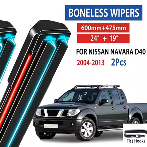 2pcs For Nissan Navara D40 2004-2013 2005 2006 2007 Car Front Wiper Soft Rubber Boneless Wiper HD Qu