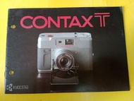 1984年日本製造，西德品牌 Contax T,  康泰時 原廠28頁摺合 RF 連動測距菲林機身連鏡頭“英文版”宣傳目錄 Catalogue ,  已 40 多年了，此罕有目錄包括用此部 Conta