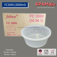 [90sets/carton] FC3000 (3000ml) - Round PP Container, Microwave Safe PP Container with Lid, Felton R