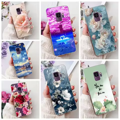 For Samsung Galaxy S9 Case SM-G960F Cover Fashion Flower Soft Slim Back Cover For Samsung S9 Plus S 