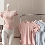 Cod Dolaimei 2025 Summer Korean Style New Style Half High Neck Short Sleeve Vest Women Slim-fit Slim