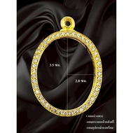 Buddha Amulet Frame Egg Shape Surrounded By Gold Diamonds 3.5*2.8 Cm./Made Of Pure Brass Nickel-Free