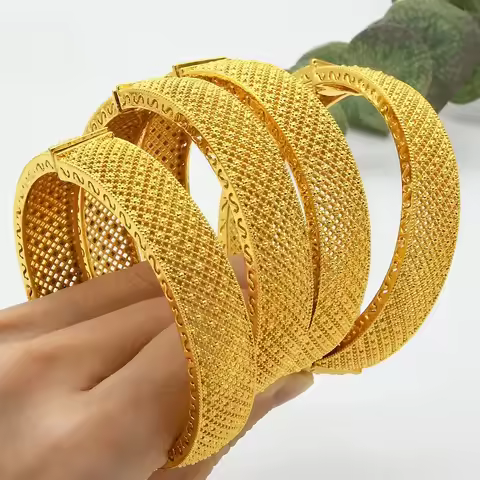 Dubai Gold Color Bangles For Women Indian Jewelry Bangle Wedding Egyptian African Jewellery Wholesal