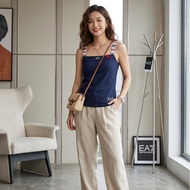 11）EA7 Emporio Armani 經典海軍藍拼接條紋織帶 彈力修身背心 / 坦克背心